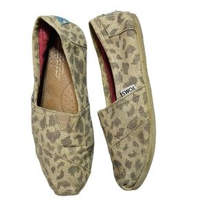 Toms Classics Leopard Burlap Slip On Casual Canvas Flat Shoes